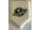 Part No: 22385pb380  Name: Tile, Modified 2 x 3 Pentagonal with Gold Hourglass and Medium Azure Classic Space Logo Pattern (Sticker) - Set 71475