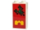 Part No: 22886pb19  Name: Brick 1 x 2 x 3 with Green Plant Leaves and Yellow Arch on Red Background Pattern (Sticker) - Set 40574