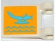 Part No: 2335pb101  Name: Flag 2 x 2 Square with Medium Azure Seaplane and Waves on Yellow Background Pattern on Both Sides (Stickers) - Set 3063