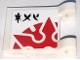 Part No: 2335pb240  Name: Flag 2 x 2 Square with Red Shuriken Throwing Star Top Half and Black Ninjago Logogram 'KAI' Pattern on Both Sides (Stickers) - Set 70675