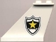 Part No: 2340pb010L  Name: Tail 4 x 1 x 3 with Black and White Police Badge with Yellow Star Pattern Model Left Side (Sticker) - Set 4012