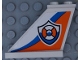 Part No: 2340pb068L  Name: Tail 4 x 1 x 3 with Coast Guard Logo on Orange and Blue Curved Stripes Pattern Model Left Side (Sticker) - Set 60164