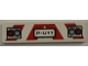 Part No: 2431pb0195 Name: Tile 1 x 4 with Red and Silver Lights and 'P-U11' and Red and White Danger Stripes Pattern (Sticker) - Set 8186 Part No: 2431pb0195 Name: Tile 1 x 4 with Red and Silver Lights and 'P-U11' and Red and White Danger Stripes Pattern (Sticker) - Set 8186