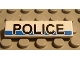 Part No: 2431pb036  Name: Tile 1 x 4 with Black 'POLICE' on White and Blue Background Pattern (Sticker) - Set 8252