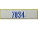 Part No: 2431pb048  Name: Tile 1 x 4 with Blue '7034' Pattern (Sticker) - Set 7034