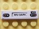 Part No: 2431pb0507 Name: Tile 1 x 4 with Red and White Taillights, Black 'WU 3AP4' and White 'V8' Pattern (Sticker) - Set 8681 Part No: 2431pb0507 Name: Tile 1 x 4 with Red and White Taillights, Black 'WU 3AP4' and White 'V8' Pattern (Sticker) - Set 8681