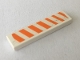 Part No: 2431pb0629L Name: Tile 1 x 4 with Orange and White Stripes Pattern Model Left Side (Sticker) - Set 7709 Part No: 2431pb0629L Name: Tile 1 x 4 with Orange and White Stripes Pattern Model Left Side (Sticker) - Set 7709