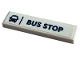 Part No: 2431pb0829  Name: Tile 1 x 4 with Dark Blue 'BUS STOP' Pattern (Sticker) - Set 41741