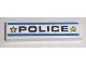 Part No: 2431pb133  Name: Tile 1 x 4 with Black 'POLICE', Yellow Stars and Blue Stripes Pattern (Sticker) - Set 8211