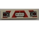 Part No: 2431pb195  Name: Tile 1 x 4 with Red and Silver Lights and 'P-U11' and Red and White Danger Stripes Pattern (Sticker) - Set 8186