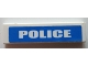 Part No: 2431pb447  Name: Tile 1 x 4 with White 'POLICE' on Blue Background Pattern (Sticker) - Set 7245-2