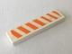 Part No: 2431pb629L  Name: Tile 1 x 4 with Orange and White Stripes Pattern Model Left Side (Sticker) - Set 7709