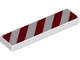 Part No: 2431pb745  Name: Tile 1 x 4 with Red and White Danger Stripes (White Corners) Pattern