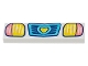 Part No: 2431pb780  Name: Tile 1 x 4 with Medium Azure Vehicle Grille with Heart, Coral and Yellow Headlights Pattern