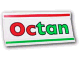 Lot ID: 387788688  Part No: 2440pb005  Name: Vehicle, Spoiler / Plow Blade 6 x 3 with Hinge with Red and Green Stripes and 'Octan' Pattern
