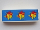 Part No: 2454pb037  Name: Brick 1 x 2 x 5 with 3 Red Asian Characters on Yellow Splash and Blue Background Pattern (Sticker) - Set 8161
