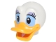 Part No: 24633pb02  Name: Minifigure, Head, Modified Duck with Bright Light Orange Bill, Eyelashes and Lavender Eye Shadow Pattern (Daisy)