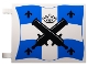 Part No: 2525pb018  Name: Flag 6 x 4 with Black Crossed Large Cannons and Fleur-de-lis, Crown with Diamonds over Blue and White Cross Pattern on Both Sides (Reissue)
