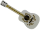 Part No: 25975pb03  Name: Minifigure, Utensil Musical Instrument, Guitar Acoustic with Black Tuning Knobs, Gold Strings, Ornaments and Stars Pattern