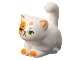 Lego part: Cat, Friends Style, Large, Sitting with Orange Markings and Lime Eyes Pattern (Churro)