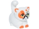 Part No: 2652pb11  Name: Cat, Friends Style, Large, Sitting with Orange Markings and Paws, Lime Eyes, Black Moustache and Gold Monocle Pattern (Churro, Magician Costume)