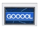 Part No: 26603pb249  Name: Tile 2 x 3 with White 'GOOOOL' on Blue Stripe and Curved Lines on Dark Blue Background Pattern (Sticker) - Set 10299