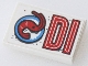 Part No: 26603pb255R  Name: Tile 2 x 3 with Red 'DI' (DInER Left Half) and Shrimp on Plate Pattern Model Right Side (Sticker) - Set 70422
