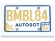 Part No: 26603pb427  Name: Tile 2 x 3 with License Plate with Gold and Dark Blue 'BMBL84', 'AUTOBOT' and 'SEP17 84' Pattern (Sticker) - Set 10338