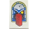 Part No: 26603pb536  Name: Tile 2 x 3 with Red 2 x 4 Brick and Blue, Silver, Yellow and Black Arch, Dots and Lunar Outpost Logo Pattern