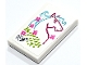 Part No: 26603pb555  Name: Tile 2 x 3 with Drawing of Medium Azure and Dark Red Horse with Dark Pink Flowers and 'Aliya' Signature Pattern (Sticker) - Set 41731