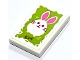 Part No: 26603pb557  Name: Tile 2 x 3 with Drawing of Rabbit with Pink Ears on Lime Background and 'PAISLEY' Signature Pattern (Sticker) - Set 41731