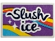 Part No: 26603pb561R  Name: Tile 2 x 3 with Yellow, Coral, and Medium Azure Melted Slushy Stripes and Black 'Slush ice' on Medium Lavender Background Pattern Model Right Side (Sticker) - Set 42674