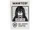 Part No: 26603pb588  Name: Tile 2 x 3 with Poster, Black Minifigure with Mask, Police Star Badge Logo, 'WANTED!' and '605-20' Pattern