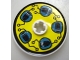 Part No: 2723pb005  Name: Technic, Disk 3 x 3 with Dark Turquoise Helmets on Yellow Pattern (Sticker) - Sets 8233 / 8239