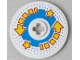 Part No: 2723pb098  Name: Technic, Disk 3 x 3 with 2 Yellow Stars and Segmented Arrows, Dark Azure Circle and Dots Pattern (Sticker) - Set 10303