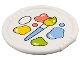 Part No: 27372pb15  Name: Duplo Utensil Disk with Paint Brush and Coral, Yellow, Lime and Medium Blue Paint Pattern