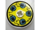 Part No: 2958pb005  Name: Technic, Disk 3 x 3 with Dark Turquoise Helmets on Yellow Pattern (Sticker) - Sets 8233 / 8239