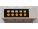 Part No: 3001pb015  Name: Brick 2 x 4 with 5 White Squares and 5 Yellow Dots on Black Background Pattern (Sticker) - Set 4025