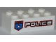 Part No: 3001pb089L  Name: Brick 2 x 4 with Police White Star Badge and White 'POLICE' with Red Outline Pattern Model Left Side (Sticker) - Set 8301