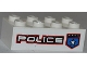 Part No: 3001pb089R  Name: Brick 2 x 4 with Police White Star Badge and White 'POLICE' with Red Outline Pattern Model Right Side (Sticker) - Set 8301