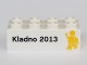 Lot ID: 390841364  Part No: 3001pb105  Name: Brick 2 x 4 with 'Kladno 2013' and Yellow Minifigure Front, LEGO Logo and 'Den otevrenych dverí' Back Pattern (Kladno Open Day Promo)