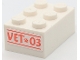 Lot ID: 416672022  Part No: 3002pb44  Name: Brick 2 x 3 with Coral 'VET 03' and Paw Print Pattern on End (Sticker) - Set 41442