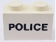 Part No: 3004pb003  Name: Brick 1 x 2 with Black 'POLICE' Pattern