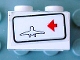 Part No: 3004pb017R  Name: Brick 1 x 2 with Red Arrow on Right Side pointing Left & Airplane Outline Pattern (Sticker) - Set 6399