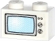 Part No: 3004pb119  Name: Brick 1 x 2 with Blue TV Screen, 2 Buttons and 2 Knobs Pattern (Sticker) - Set 60036