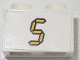 Part No: 3004pb136  Name: Brick 1 x 2 with Yellow Digital '5' on White Background Pattern (Sticker) - Set 3568