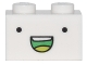 Part No: 3004pb146  Name: Brick 1 x 2 with Black Dot Eyes and Open Mouth Smile with Teeth and Lime Tongue Pattern (Adventure Time BMO Face)
