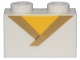 Lot ID: 195671048  Part No: 3004pb188  Name: Brick 1 x 2 with Gold Trim and Yellow Triangle Pattern