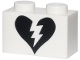 Part No: 3004pb358  Name: Brick 1 x 2 with Black Split Broken Heart Pattern