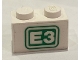 Part No: 3004pb375 Name: Brick 1 x 2 with 'E3' on Green Background Pattern (Sticker) - Sets 1655 / 1923 Part No: 3004pb375 Name: Brick 1 x 2 with 'E3' on Green Background Pattern (Sticker) - Sets 1655 / 1923